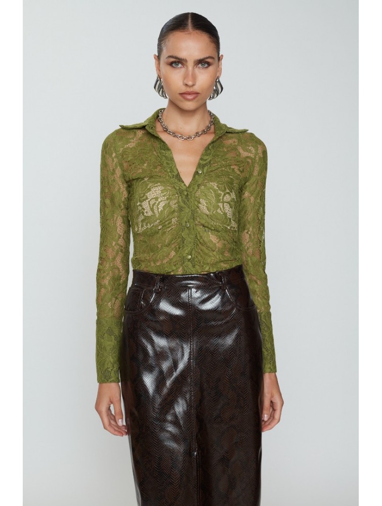 MIX AND MATCH Aisha Midi Skirt Python Print Καφέ Φίδι Μίντι Φόυστα